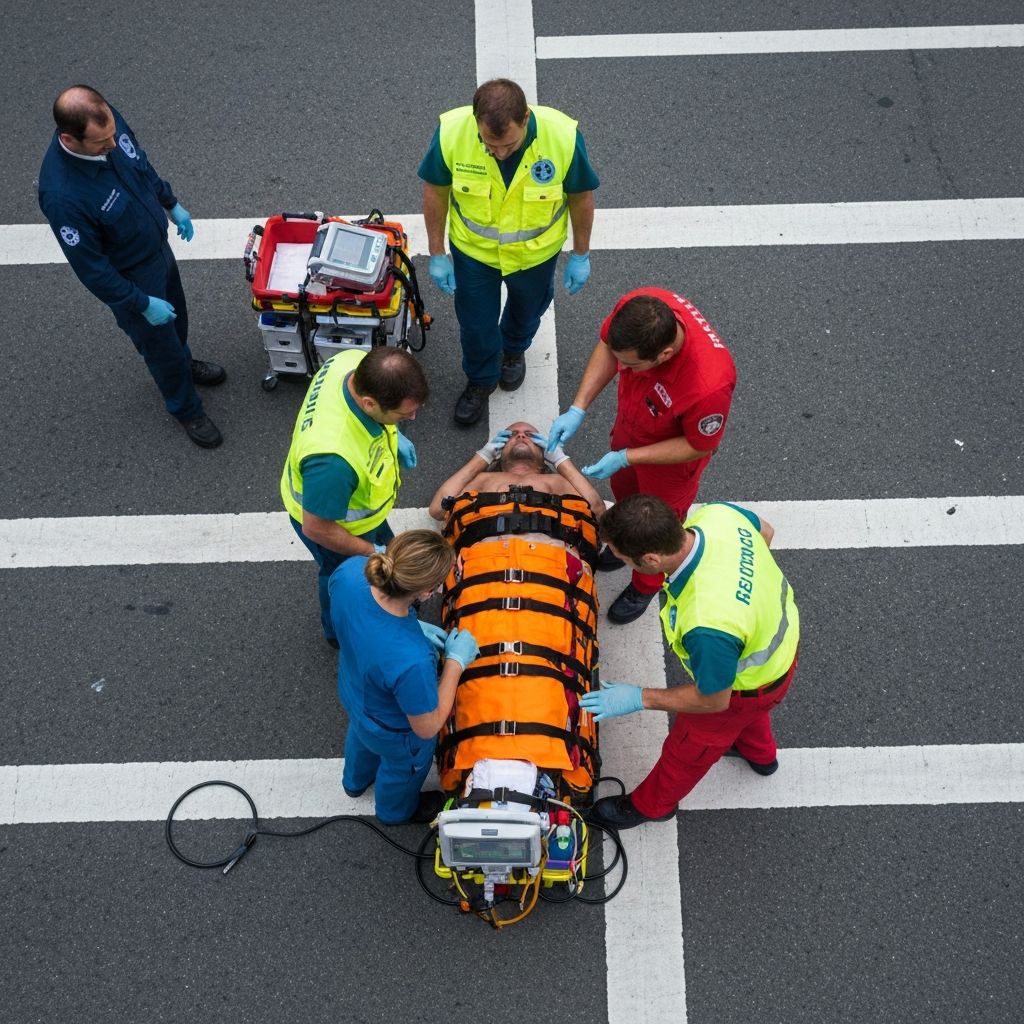 Emergency medical care for pedestrian accident